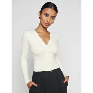 Reformation Gilda Ribbed V-Neck Cardigan